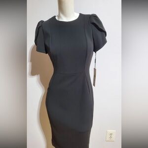 Calvin Klein BLACK tulip sleeve sheath  Mini Dress